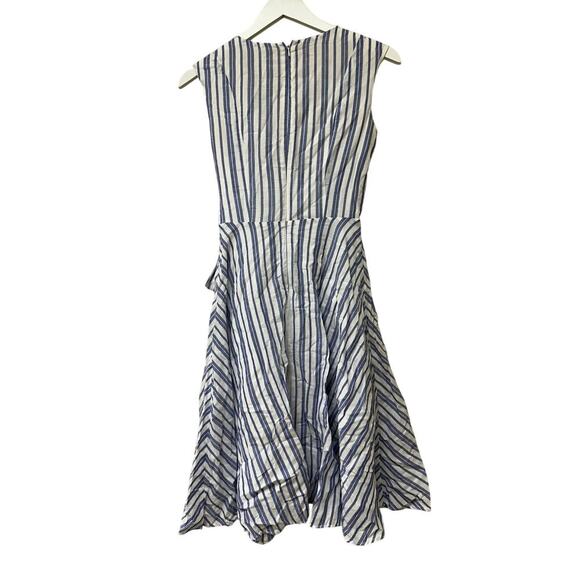 Calvin Klein Size 0 Blue White Striped Fit Flare Knee Dress Picnic Cottagecore - Picture 7 of 14